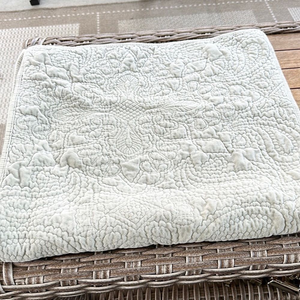 Pottery Barn 2 Gray Quilted Pillow Shams  (king) 36”x20”